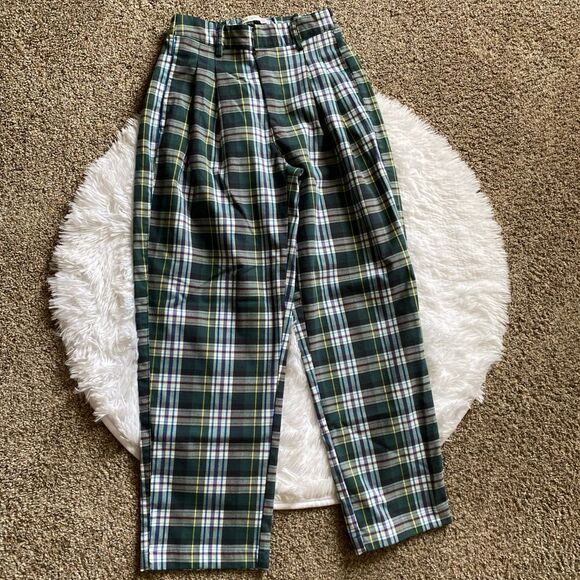 Urban Outfitters Plaid Pants Womens Size XS Green - Picture 1 of 9